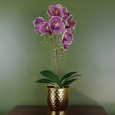 Purple Orchid Artificial Leopard Gold 50cm Real Touch