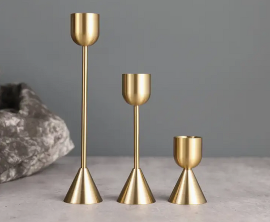 3 Pc/Set Metal Gold Plated Candle Holders