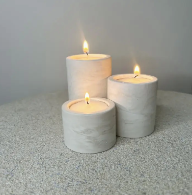 Grey Marble Tealight Holder Trio